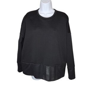 Nike Women Sweatshirt Medium Black Just Do It Dri Fit Ribbed Crew Neck Pullover